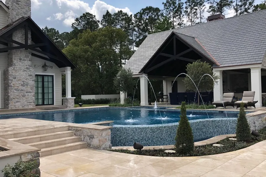 Pool with Water Jet Fountains